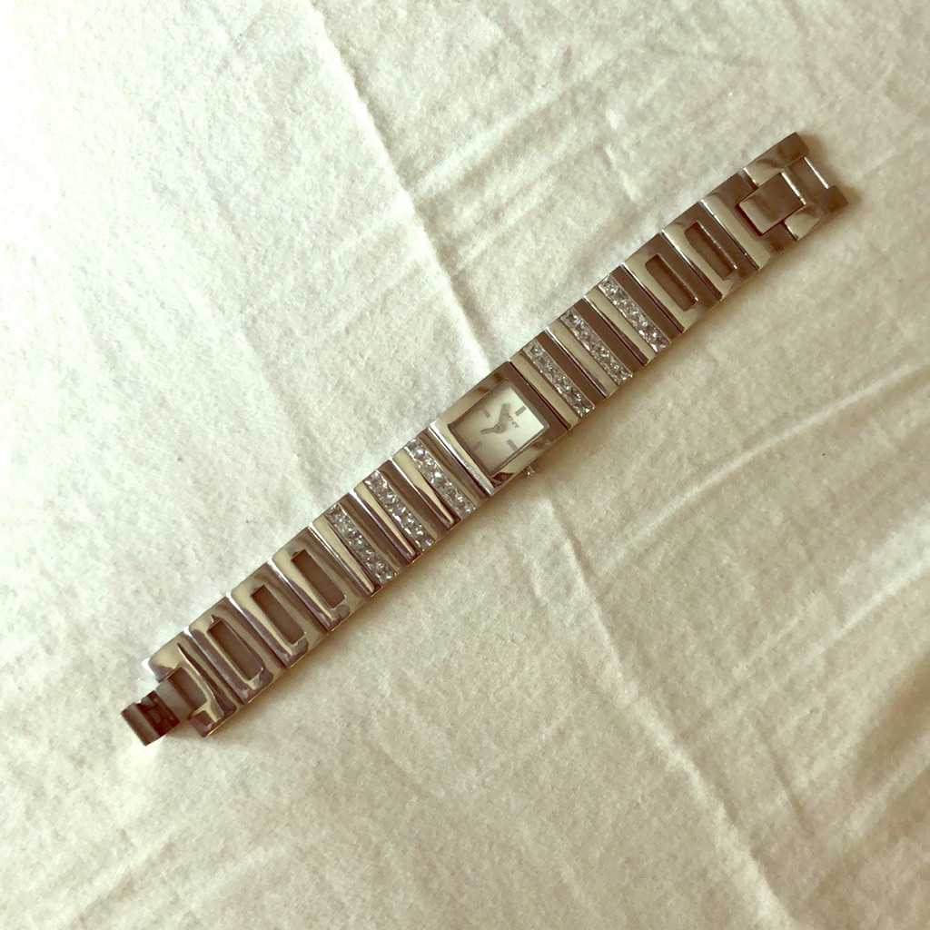 Dkny Silver And Rhinestone Watch